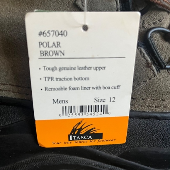 NWT Mens Itasca Polar Brown Utility Snow Boots Rugged Fledce Liner - Picture 7 of 7